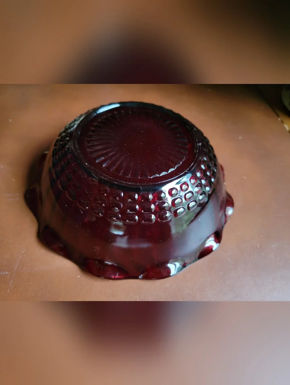 Vtg Anchor Hocking Royal Ruby Red Ruffled Bowl 6.5